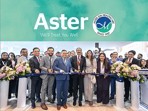 Inauguration of the Aster DM Healthcare booth at the World Health Expo (WHX) 2026 in Dubai.