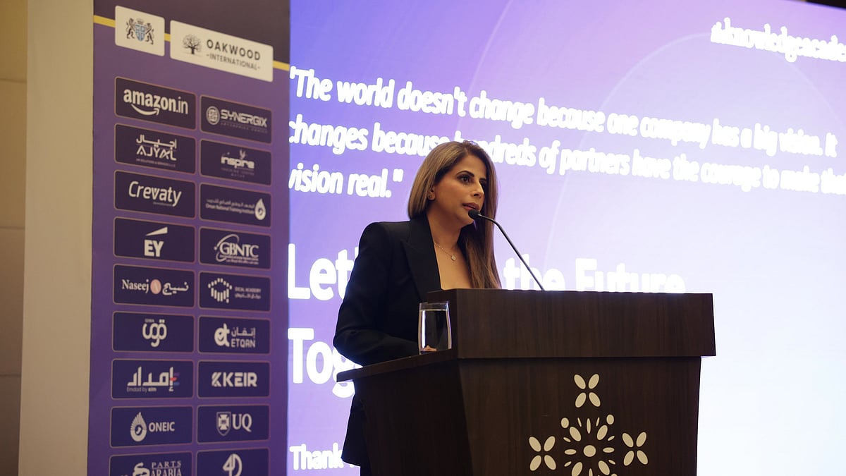 Barinder Hothi, Co-founder and Group Managing Director, The Knowledge Academy, addresses the gathering