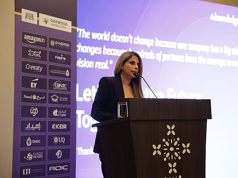 Barinder Hothi, Co-founder and Group Managing Director, The Knowledge Academy, addresses the gathering