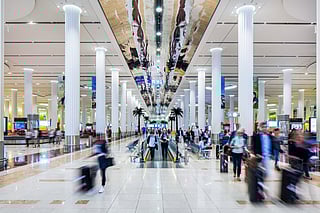 Passengers at Dubai International Airport’s Terminal 3. DXB handled a record 95.2 million travellers in 2025, the highest annual international traffic ever recorded by any airport.