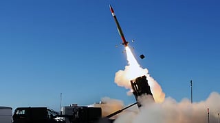 A Patriot air defence missile is launched from a ground-based battery. The US-built system can intercept ballistic and cruise missiles, but no defence system guarantees complete protection.