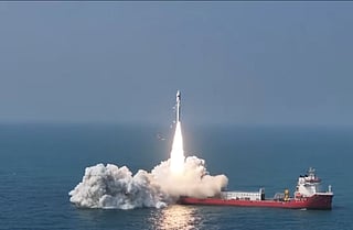 Video grab of a video showing Pakistan's satellite launch from China