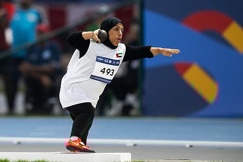 UAE's Maryam Alzeyoudi in action in women's shot put F40 final at the 17th Fazza International Para Athletics Championships - Dubai 2026.