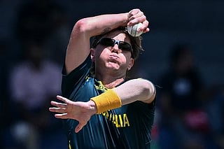 Australia's Adam Zampa bowls during the 2026 ICC Men's T20 Cricket World Cup group stage match between Australia and Zimbabwe at the R Premadasa Stadium in Colombo on February 13, 2026.
