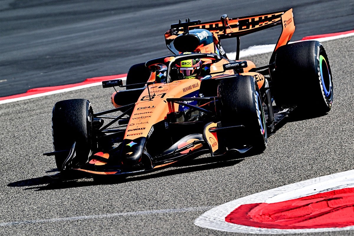 McLaren's Australian driver Oscar Piastri drives on the third day of the Formula One pre-season testing at the Bahrain International Circuit in Sakhir on February 13, 2026.