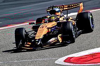 McLaren's Australian driver Oscar Piastri drives on the third day of the Formula One pre-season testing at the Bahrain International Circuit in Sakhir on February 13, 2026.