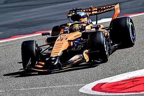 McLaren's Australian driver Oscar Piastri drives on the third day of the Formula One pre-season testing at the Bahrain International Circuit in Sakhir on February 13, 2026.