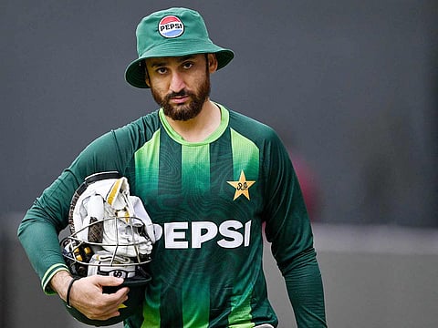 Pakistan's captain Salman Agha attends a training session on the eve of their 2026 ICC Men's T20 Cricket World Cup group stage match against India at the R Premadasa Stadium in Colombo on February 14, 2026. 