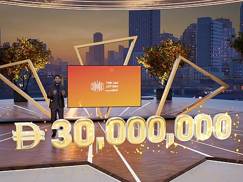 UAE Lottery show host Chadi Khalaf during Lucky Day draw No. 260214. 