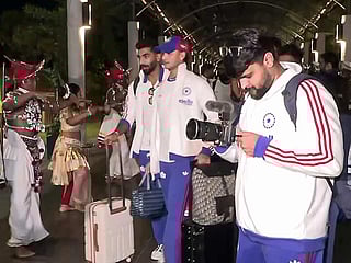 Indian cricketers arrive in Colombo for their T20 Cricket World Cup 2026 match against Pakistan, in Colombo on Friday.