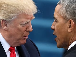 US President Donald Trump (left) and former President Barack Obama