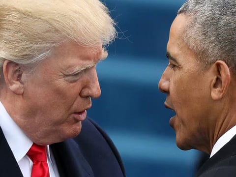 US President Donald Trump (left) and former President Barack Obama