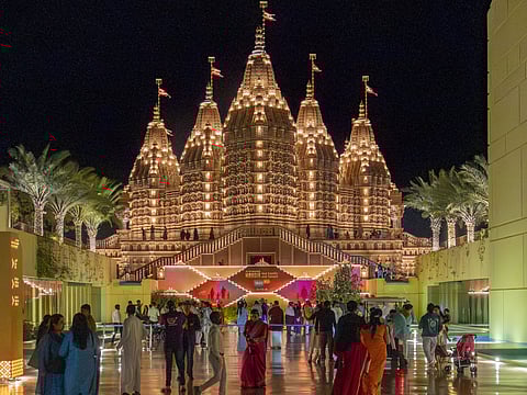More than 8,000 devotees celebrate second anniversary at Abu Dhabi BAPS temple.