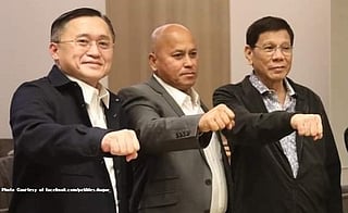 In July 2025, the Philippine House of Representatives adopted the report of the quad committee recommending the filing of criminal charges against former President Rodrigo Duterte (right), Senators Christopher Go (left) and Ronald Dela Rosa (centre), and several others in connection with the extrajudicial killings, illegal drug trade, and POGO operations. Recently, the International Criminal Court (ICC) Office of the Prosecutor named eight incumbent and past officials, including Dela Rosa, Go, and former Justice secretary Vitaliano Aguire II, as alleged co-perpetrators in the killings that took place during.