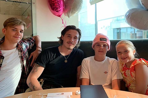 Romeo Beckham, Brooklyn Peltz Beckham, Cruz and Harper Beckham