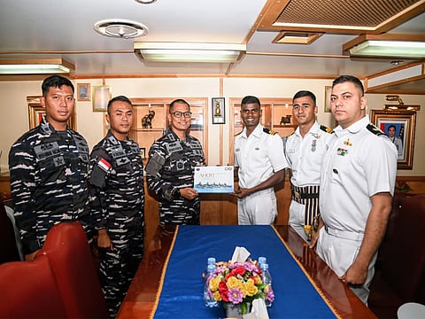 Indonesian Navy personnel join Indian Navy in Vishakhapatnam.
