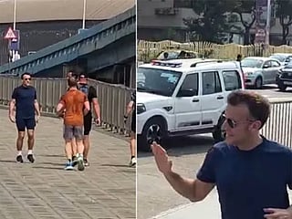 Macron jogs at Mumbai’s iconic Marine Drive