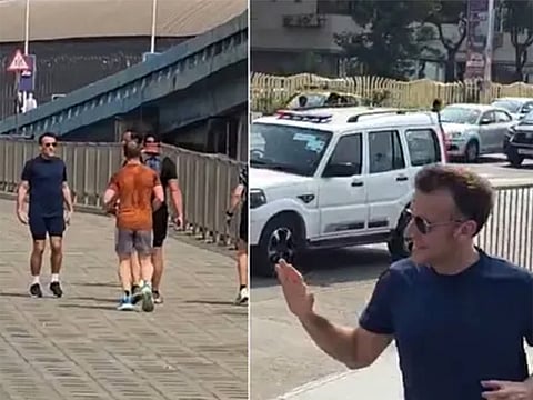 Macron goes for a morning jog along Mumbai’s Marine Drive   