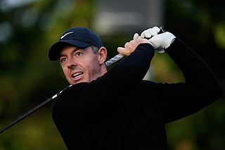 Rory McIlroy, from Northern Ireland, hits toward the second fairway at Pebble Beach Golf Links during the final round of the AT&T Pebble Beach Pro-Am golf tournament in Pebble Beach, Calif., Sunday, Feb. 15, 2026.