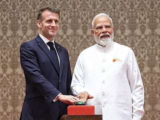 Emmanuel Macron, President of the French Republic and Indian Prime Minister Narendra Modi 