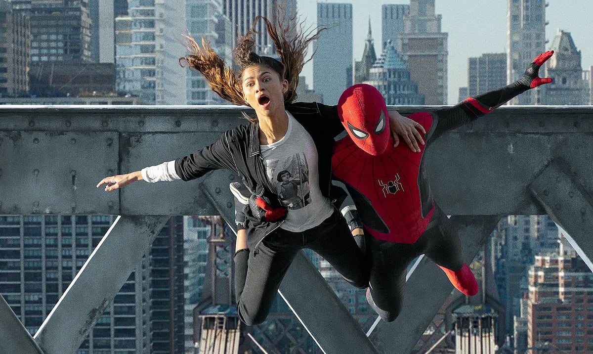 Tom Holland and Zendaya as Peter Parker and MJ.