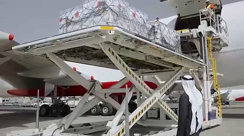 The aid was sent via Egypt in preparation for its entry through the Rafah Border Crossing.