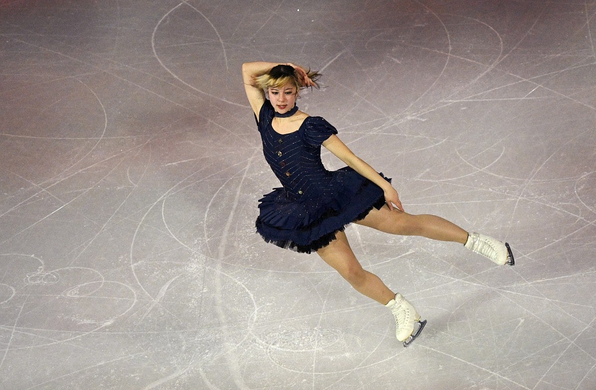 USA's Alysa Liu performs at the figure skating exhibition gala during the Milano Cortina 2026 Winter Olympic Games at Milano Ice Skating Arena in Milan on February 21, 2026.