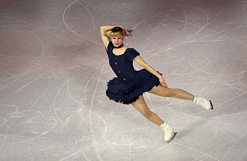 USA's Alysa Liu performs at the figure skating exhibition gala during the Milano Cortina 2026 Winter Olympic Games at Milano Ice Skating Arena in Milan on February 21, 2026.