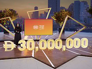 The UAE Lottery show host, Diala Makki, during Draw No. 260221 on Saturday.