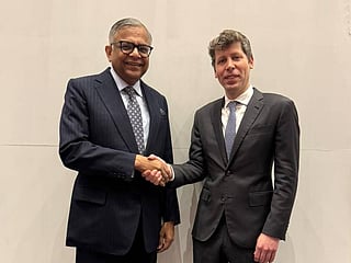 N Chadrasekaran, Chairman, Tata Sons and Sam Altman, CEO Open AI