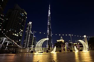 People near the Burj Khalifa in Dubai