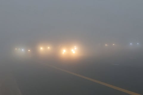 Low visibility across UAE highways this morning.