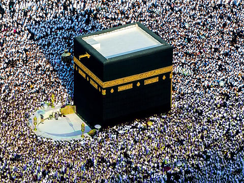 Worshippers gather around the Holy Kaaba during Isha prayers at the Grand Mosque in Makkah. During the holy month of Ramadan, Saudi authorities notice a sharp increase in the number of Umrah worshippers. 