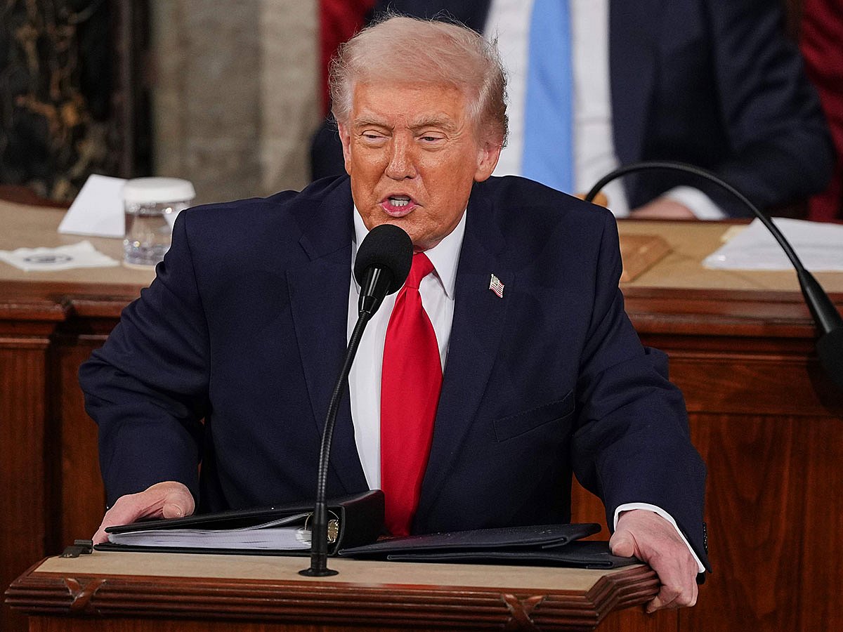 President Donald Trump delivers the State of the Union address to a joint session of Congress in the House chamber at the US Capitol in Washington.