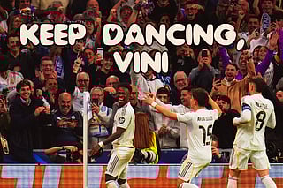 Vini Junior celebrating after scoring against Benfica
