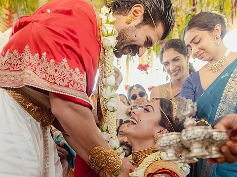 Vijay Deverakonda has shared the first photos from his wedding to Rashmika Mandanna