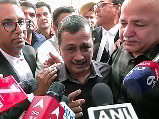 AAP Convenor and former Delhi Chief Minister Arvind Kejriwal breaks down as he speaks to the media after being discharged in the Delhi Excise Policy case, in New Delhi on Friday, February 27, 2027. Aam Aadmi Party (AAP) leader Manish Sisodia also present. 