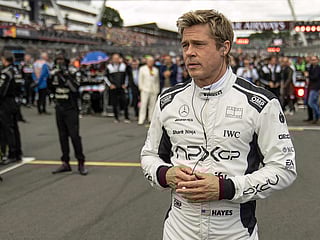 This image released by Warner Bros Pictures shows Brad Pitt in a scene from 'F1 The Movie.' 