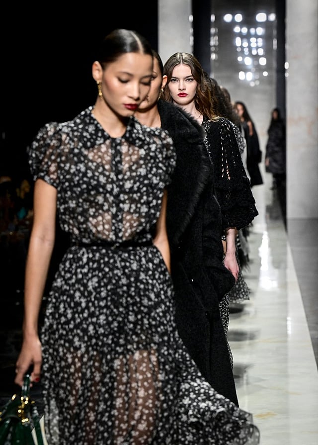 Models present creations for Dolce & Gabbana during the womens's ready-to-wear Fall/Winter 2026 collection fashion show 