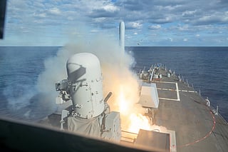 Iran war: A cruise missile is fired from a US Navy ship as part of 'Operation Epic Fury' against Iran.​