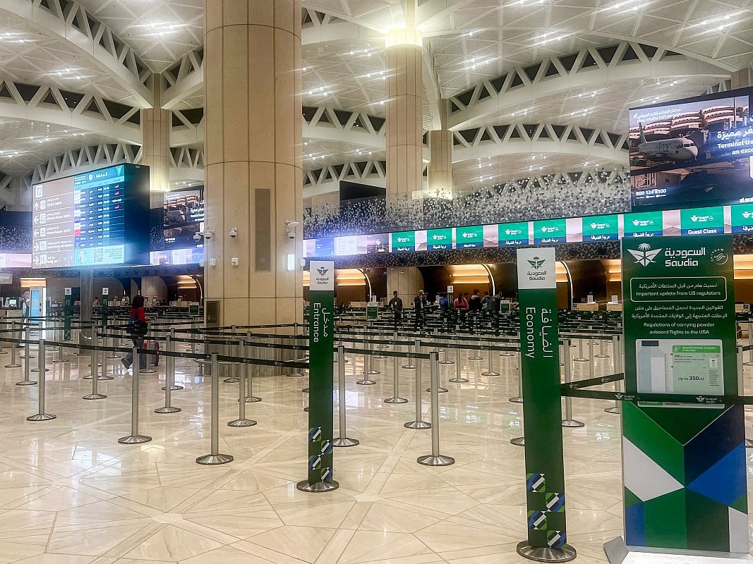 An empty terminal at King Khalid International Airport in Riyadh