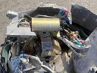 Debris of a missile intercepted by the UAE authorities.