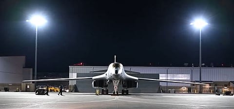A US B1 Bomber: The latest blow is the most visible sign yet that Washington is not waiting for allies in neutralising the Islamic Republican Guard Corps (IRGC)'s grip on the strategic Hormuz Strait.