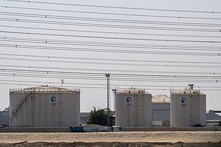 A truck drives past an ADNOC facility in Abu Dhabi on March 3, 2026.