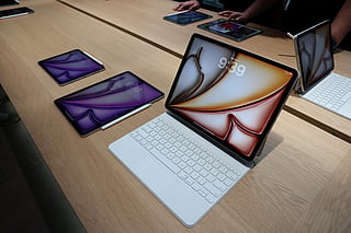 The newly released iPad Air is displayed during the "Special Apple Experience" launch event at the Apple Store in the Manhattan borough of New York City, on March 4, 2026.