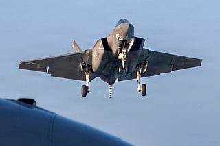 An F-35C Lightning II, attached to Marine Fighter Attack Squadron (VMFA) 314, prepares to make an arrested landing on the flight deck of Nimitz-class aircraft carrier USS Abraham Lincoln (CVN 72) in support of Operation Epic Fury on March 3, 2026.