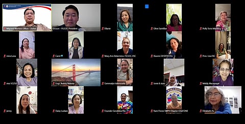 The Filipino Social Club held an online coordination meeting to discuss updates and plans amid the ongoing Middle East conflict