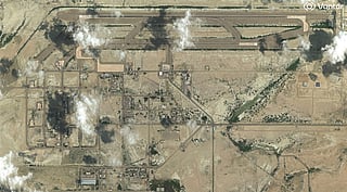 This handout satellite image courtesy of Vantor shows an overview of Konarak Airbase in southern Iran. File satellite photo taken  March 4, 2026.