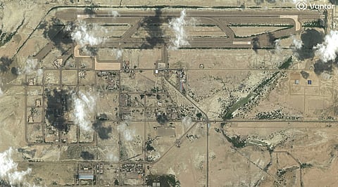 This handout satellite image courtesy of Vantor shows an overview of Konarak Airbase in southern Iran. File satellite photo taken  March 4, 2026.