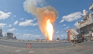 A missile launched from a US Navy ship.